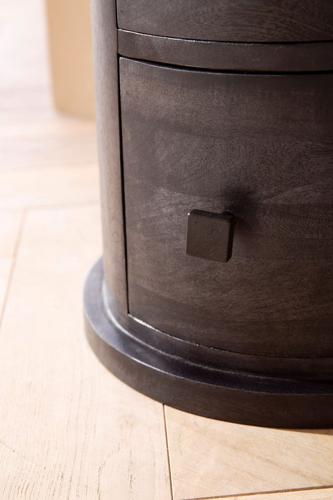 Rootz Modern Chest of Drawers - Sideboard - Storage Cabinet - Mango Wood - Unique Grain - Solid Wood - Black - 34cm x 65cm x 34cm