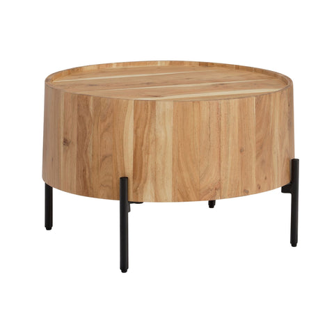 Rootz Round Coffee Table - Modern Furniture - Acacia Wood Table - Robust Legs - Anti-Slip Knobs - 60cm x 60cm x 41cm