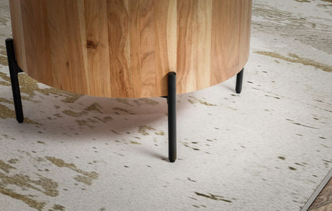 Rootz Round Coffee Table - Modern Furniture - Acacia Wood Table - Robust Legs - Anti-Slip Knobs - 60cm x 60cm x 41cm