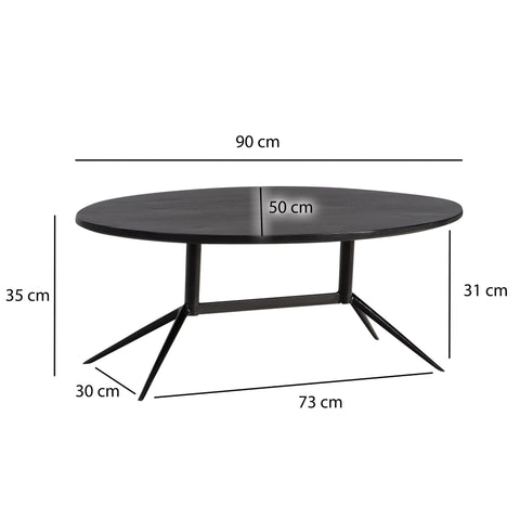 Rootz Oval Coffee Table - Modern Design - Natural Wood Grain - Unique Handmade Craftsmanship - 90cm x 50cm x 35cm