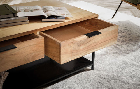 Rootz Stylish Coffee Table - Modern Coffee Table - Rectangular Table - Extra Storage and Elegance - 90cm x 50cm x 40cm
