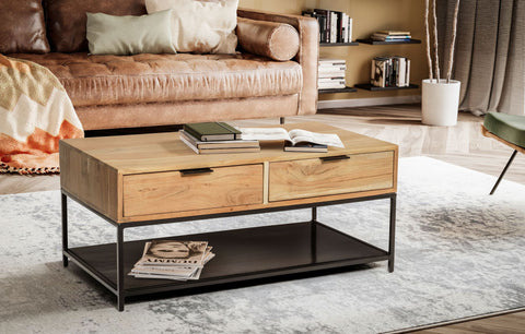 Rootz Stylish Coffee Table - Modern Coffee Table - Rectangular Table - Extra Storage and Elegance - 90cm x 50cm x 40cm
