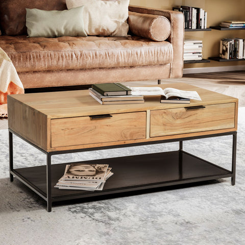 Rootz Stylish Coffee Table - Modern Coffee Table - Rectangular Table - Extra Storage and Elegance - 90cm x 50cm x 40cm