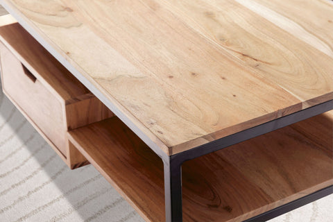 Rootz Stylish Coffee Table - Modern Table - Handmade Furniture - Unique Design - 90cm x 50cm x 42cm - Solid Acacia Wood