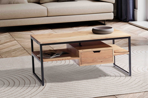 Rootz Stylish Coffee Table - Modern Table - Handmade Furniture - Unique Design - 90cm x 50cm x 42cm - Solid Acacia Wood