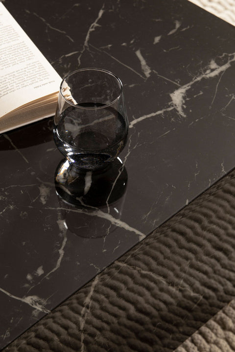 Rootz Elegant Coffee Table - Cube Table - Marble Look - Storage Area - Versatile Use - 60cm x 60cm x 35cm