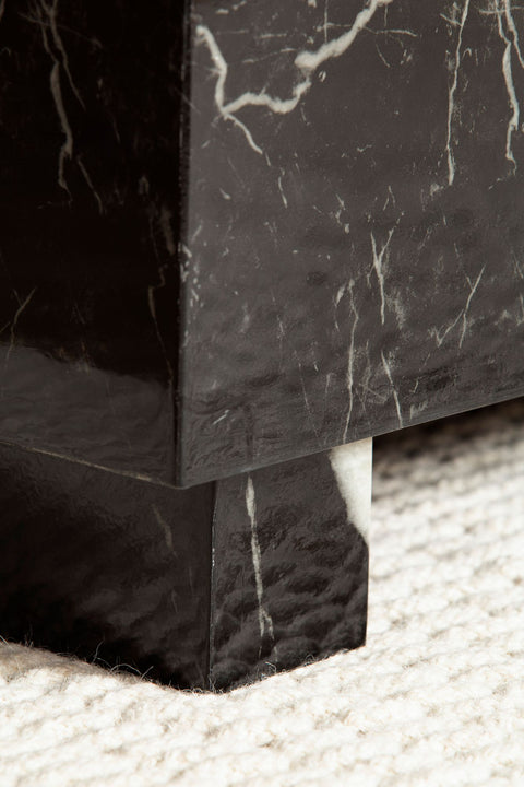 Rootz Elegant Coffee Table - Cube Table - Marble Look - Storage Area - Versatile Use - 60cm x 60cm x 35cm