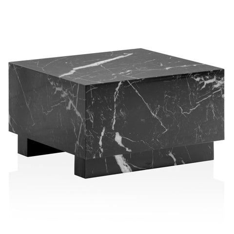 Rootz Elegant Coffee Table - Cube Table - Marble Look - Storage Area - Versatile Use - 60cm x 60cm x 35cm