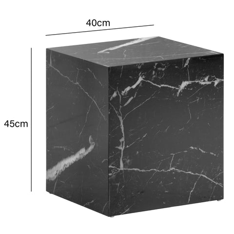 Rootz Elegant Coffee Table - Side Table - Marble Look - Black - Storage Area - Side Table - 40cm x 40cm x 45cm