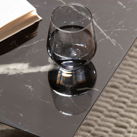 Rootz Elegant Coffee Table - Side Table - Marble Look - Black - Storage Area - Side Table - 40cm x 40cm x 45cm