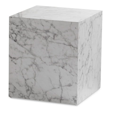 Rootz Elegant Coffee Table - Side Table - Marble Look - White - Storage Area - Side Table - 40cm x 40cm x 45cm