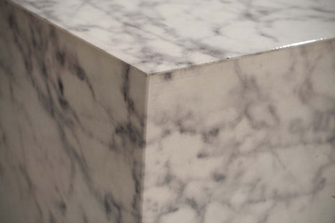 Rootz Elegant Coffee Table - Side Table - Marble Look - White - Storage Area - Side Table - 40cm x 40cm x 45cm