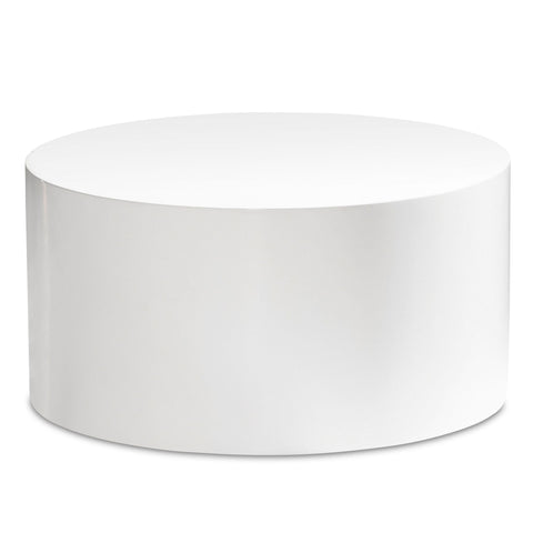 Rootz Elegant Coffee Table - Round Table - High-Gloss Finish - White - Remote Control Shelf - Multi-Room Use - Floor Protection - 60cm x 60cm x 30cm