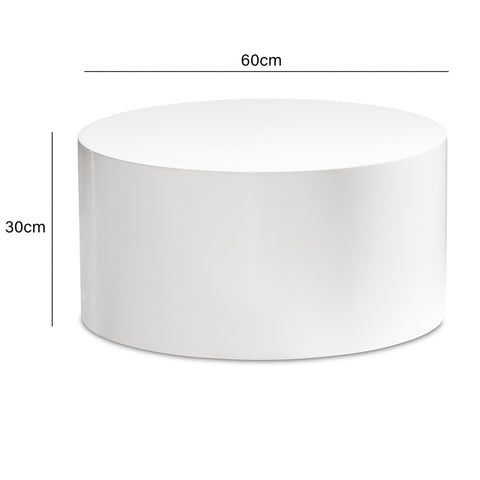 Rootz Elegant Coffee Table - Round Table - High-Gloss Finish - White - Remote Control Shelf - Multi-Room Use - Floor Protection - 60cm x 60cm x 30cm