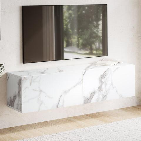Rootz Modern Design Hanging TV Base Cabinet - Marble Look - TV Chest - Scratch-Resistant - 120cm x 30cm x 30cm