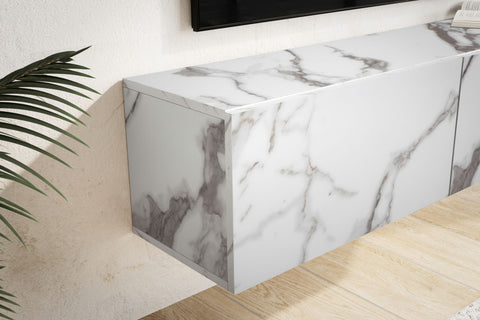 Rootz Modern Design Hanging TV Base Cabinet - Marble Look - TV Chest - Scratch-Resistant - 120cm x 30cm x 30cm