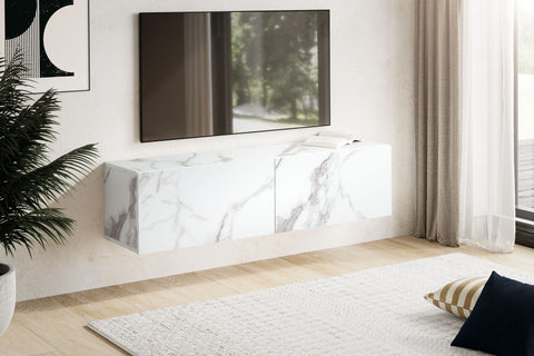 Rootz Modern Design Hanging TV Base Cabinet - Marble Look - TV Chest - Scratch-Resistant - 120cm x 30cm x 30cm