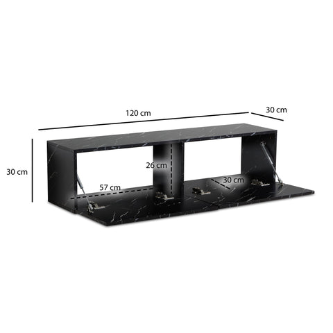Rootz Wall Mounted TV Cabinet - Media Console - Entertainment Unit - Scratch Resistant - 120cm x 30cm x 30cm - MDF with Marble Look