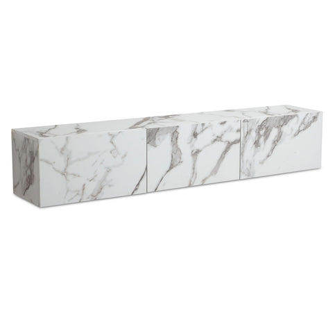 Rootz Hanging TV Base Cabinet - TV Stand - Entertainment Unit - Marble Look - Spacious Design - 160cm x 30cm x 30cm