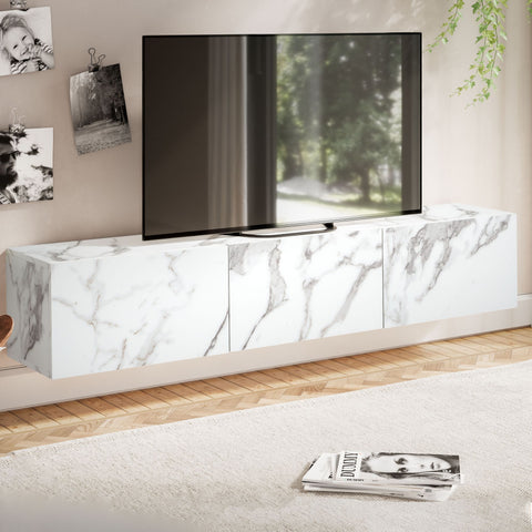 Rootz Hanging TV Base Cabinet - TV Stand - Entertainment Unit - Marble Look - Spacious Design - 160cm x 30cm x 30cm