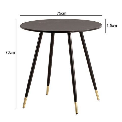 Rootz Round Dining Table - Modern Table - Elegant Marble Look - Adjustable Legs - 75cm x 75cm x 76cm