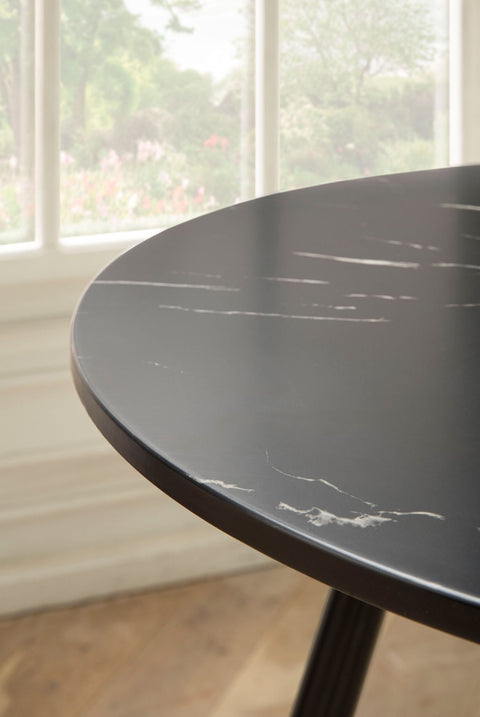 Rootz Round Dining Table - Modern Table - Elegant Marble Look - Adjustable Legs - 75cm x 75cm x 76cm