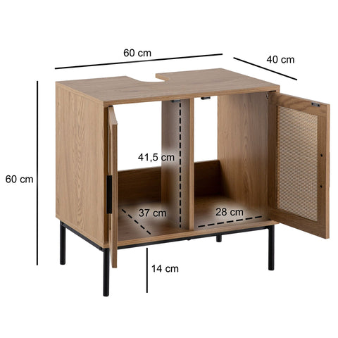 Rootz Modern Sink Cabinet - Bathroom Storage Unit - Dual Door Fronts - Water-Resistant - 60cm x 60cm x 40cm