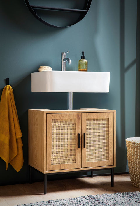 Rootz Modern Sink Cabinet - Bathroom Storage Unit - Dual Door Fronts - Water-Resistant - 60cm x 60cm x 40cm