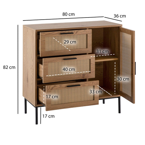 Rootz Chest of Drawers - Stylish Dresser - Modern Sideboard - Ample Storage Space - 80cm x 82cm x 36cm