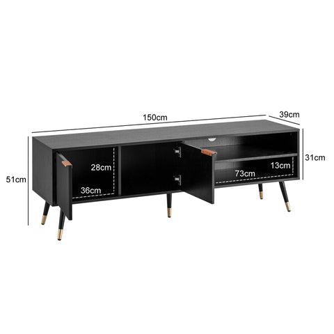 Rootz Modern TV Base Cabinet - Media Console - Entertainment Stand - Slatted Design - Fits TVs up to 70" - 150cm x 51cm x 39cm