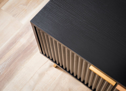 Rootz Modern TV Base Cabinet - Media Console - Entertainment Stand - Slatted Design - Fits TVs up to 70" - 150cm x 51cm x 39cm
