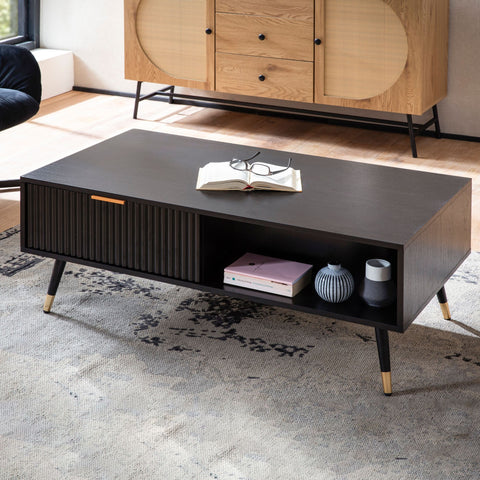 Rootz Rectangular Coffee Table - Modern Living Room Table - Coffee Desk - Ample Storage - 110cm x 60cm x 43cm