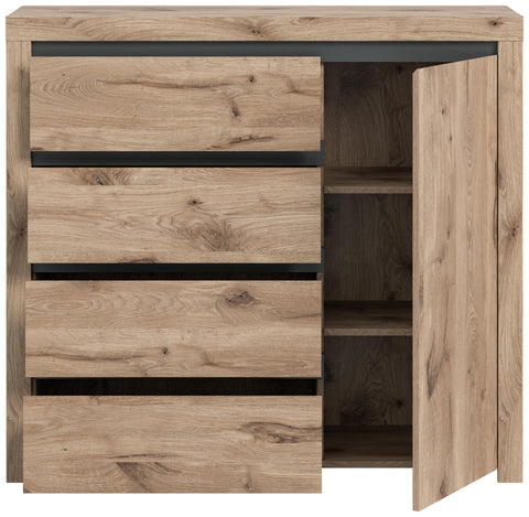 Rootz Nox Oak Nb Chest of Drawers - Dresser - Storage Cabinet - Natural Wood Look - 116cm x 105cm x 37cm