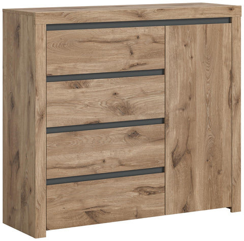 Rootz Nox Oak Nb Chest of Drawers - Dresser - Storage Cabinet - Natural Wood Look - 116cm x 105cm x 37cm