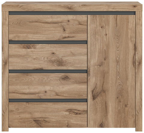 Rootz Nox Oak Nb Chest of Drawers - Dresser - Storage Cabinet - Natural Wood Look - 116cm x 105cm x 37cm