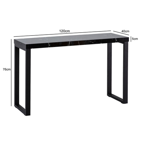 Rootz Chic Console Table - Modern Desk - Work Table - Robust Metal Legs - Elegant Marble Look - 120cm x 40cm x 76cm