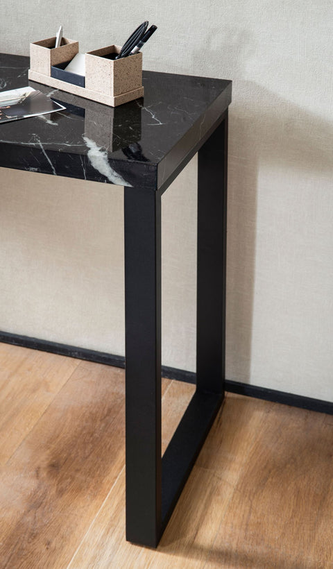 Rootz Chic Console Table - Modern Desk - Work Table - Robust Metal Legs - Elegant Marble Look - 120cm x 40cm x 76cm