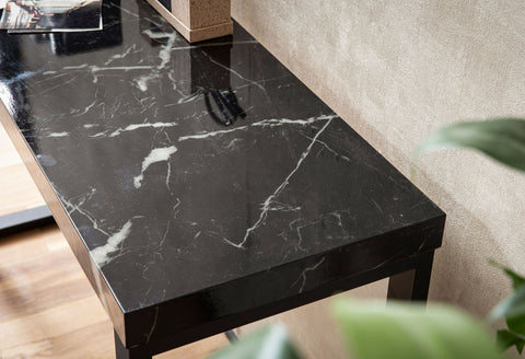 Rootz Chic Console Table - Modern Desk - Work Table - Robust Metal Legs - Elegant Marble Look - 120cm x 40cm x 76cm