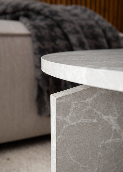 Rootz Coffee Table - Modern Table - Round Table - Anti-Slip - 70cm x 70cm x 33cm -  Grey  Look MDF