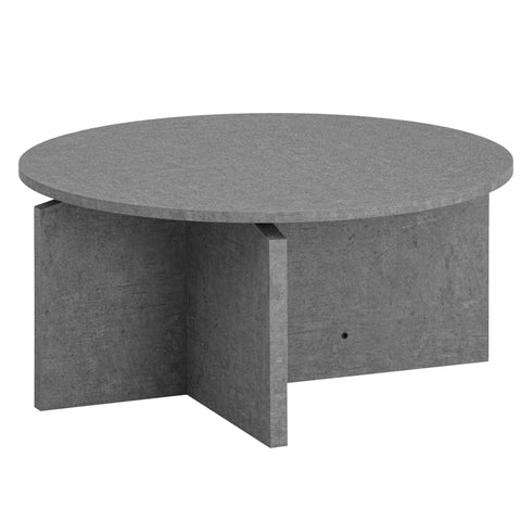 Rootz Modern Coffee Table - Round Table - Concrete Look - Spacious Storage - 70cm x 70cm x 33cm