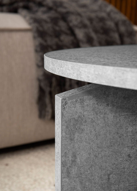Rootz Modern Coffee Table - Round Table - Concrete Look - Spacious Storage - 70cm x 70cm x 33cm