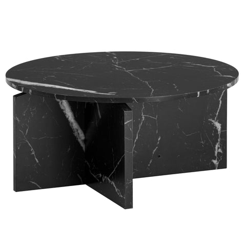 Rootz Modern Coffee Table - Round Table - Center Table - Elegant Marble Look - 70cm x 70cm x 33cm