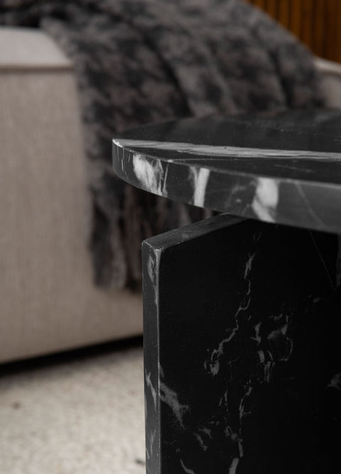 Rootz Modern Coffee Table - Round Table - Center Table - Elegant Marble Look - 70cm x 70cm x 33cm