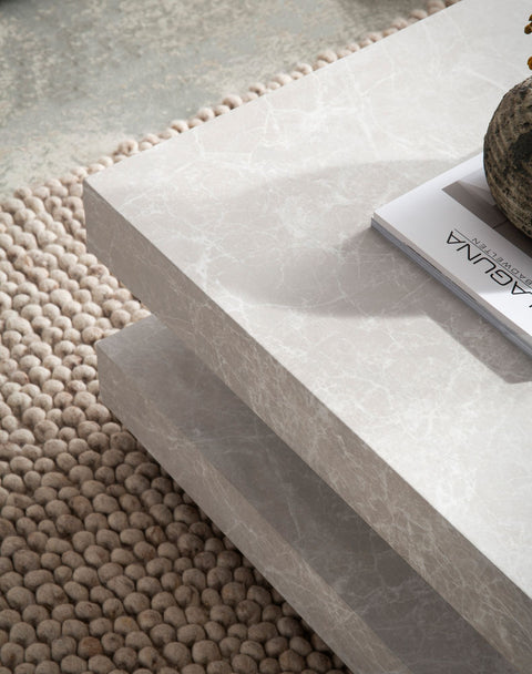Rootz Square Coffee Table - Modern Design - Grey Look - Extra Storage - 60cm x 60cm x 34cm