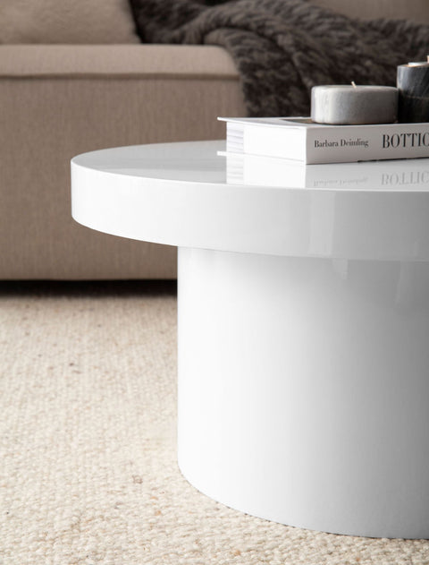 Rootz Modern Coffee Table - High-Gloss Table - Round Surface - Versatile Use - 60cm x 60cm x 30cm