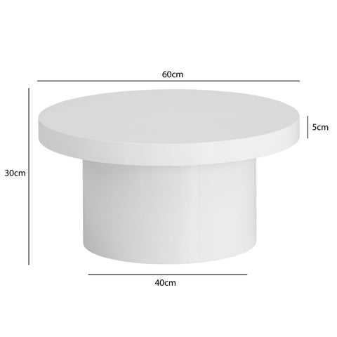 Rootz Modern Coffee Table - High-Gloss Table - Round Surface - Versatile Use - 60cm x 60cm x 30cm