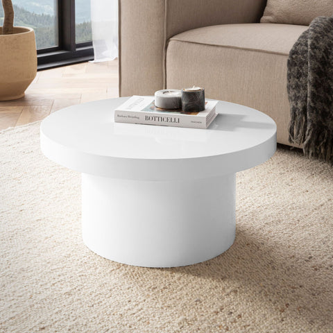 Rootz Modern Coffee Table - High-Gloss Table - Round Surface - Versatile Use - 60cm x 60cm x 30cm