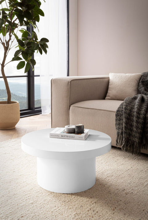 Rootz Modern Coffee Table - High-Gloss Table - Round Surface - Versatile Use - 60cm x 60cm x 30cm