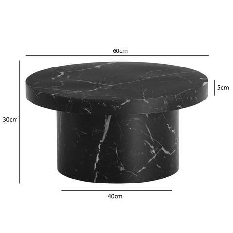 Rootz Round Coffee Table - Modern Table - Black Look Table - Anti-Slip Feature - 60cm x 60cm x 30cm