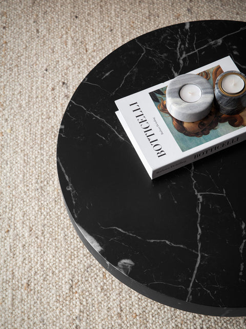 Rootz Round Coffee Table - Modern Table - Black Look Table - Anti-Slip Feature - 60cm x 60cm x 30cm